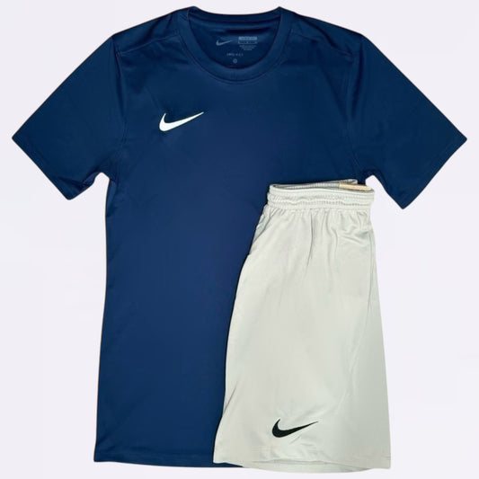 Nike Dri Fit Set - Tee & Shorts - Navy / Grey (Junior)