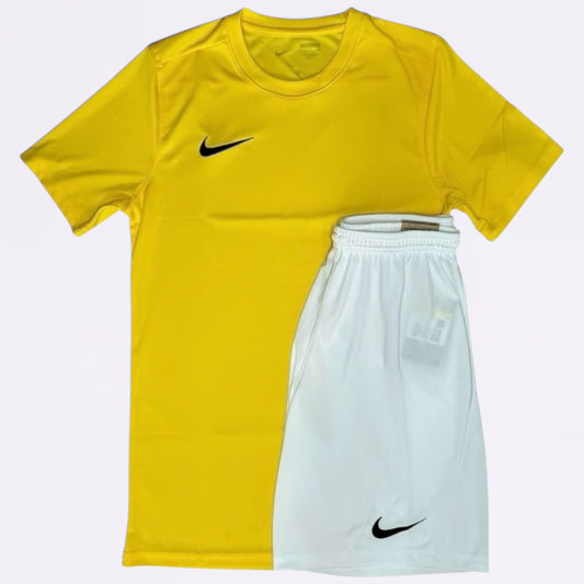 Nike Dri Fit Set - Tee & Shorts - Yellow / White (Junior)