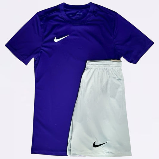 Nike Dri Fit Set - Tee & Shorts - Purple / Grey (Junior)