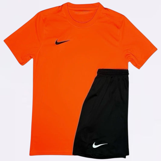 Nike Dri Fit Set - Tee & Shorts - Orange / Black (Junior)