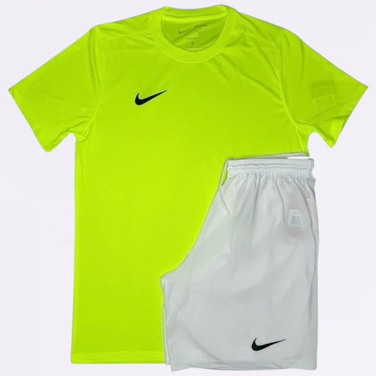 Nike Dri Fit Set - Tee & Shorts - Volt / White (Junior)