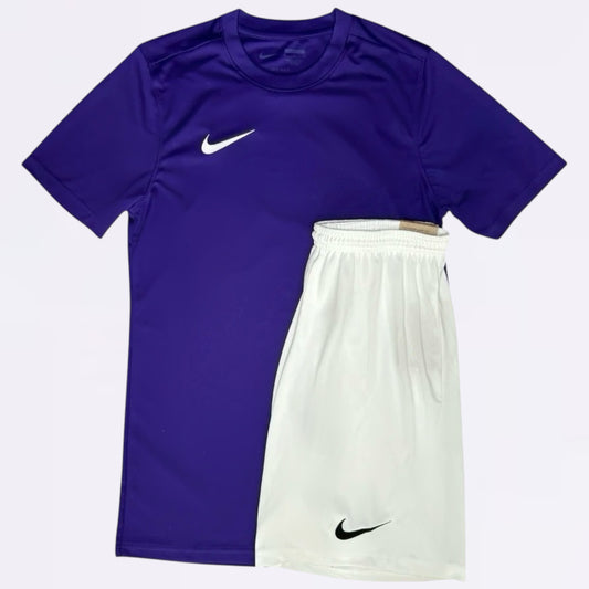 Nike Dri Fit Set - Tee & Shorts - Purple / White (Junior)