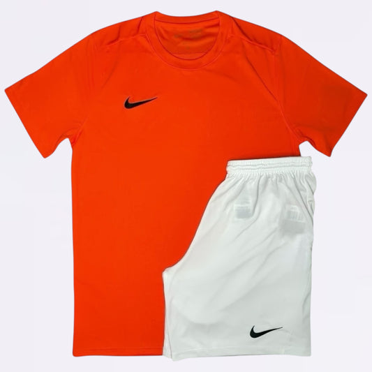 Nike Dri Fit Set - Tee & Shorts - Orange / White (Junior)