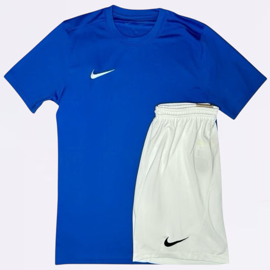 Nike Dri Fit Set - Tee & Shorts - Royal Blue / White (Junior)