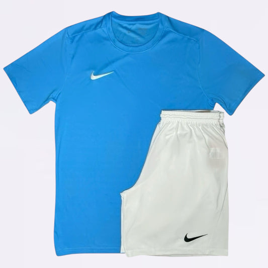 Nike Dri Fit Set - Tee & Shorts - University Blue / White (Junior)