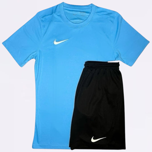 Nike Dri Fit Set - Tee & Shorts - University Blue / Black (Junior)