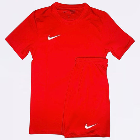 Nike Dri Fit Set - Tee & Shorts - Red (Junior)