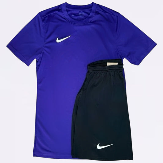 Nike Dri Fit Set - Tee & Shorts - Purple / Black (Junior)