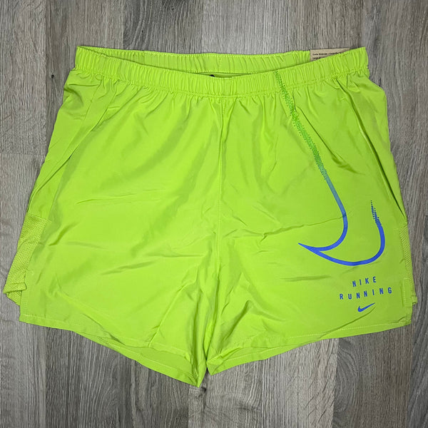 Nike Run Division Swoosh Challenger Shorts - Vivid Green / Medium Blue